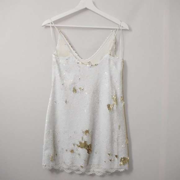 Free People Gold/ Ivory Seeing Double Sequin Dress Size S - Picture 10 of 15